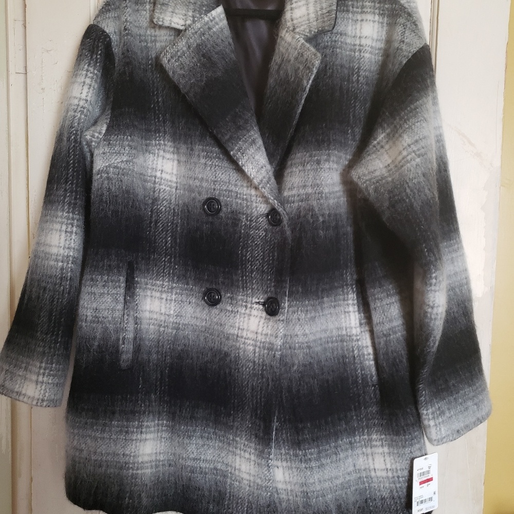Double breasted wool blend coat